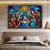 (Big Size)Glass Painting Nativity - 11CT Stamped Cross Stitch - 60*40cm