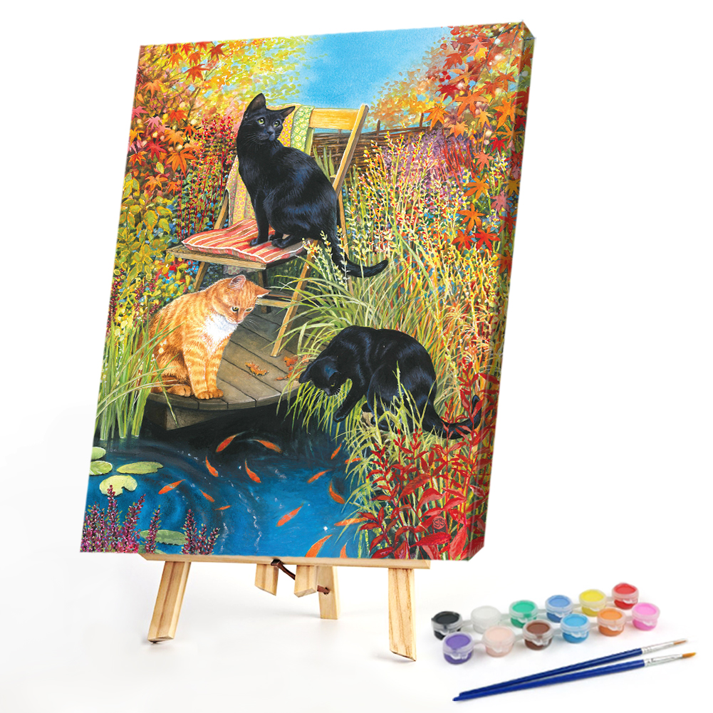 

40*50CM - Paint By Numbers - Waterside Cat, 501 Original