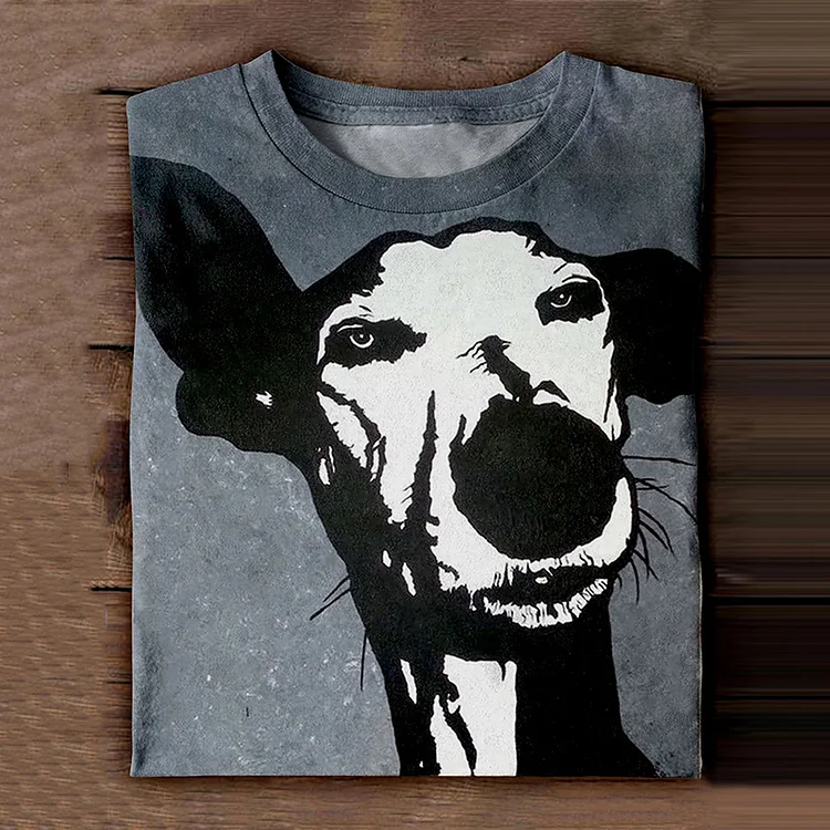 Dog Print Crew Neck Casual T-Shirt