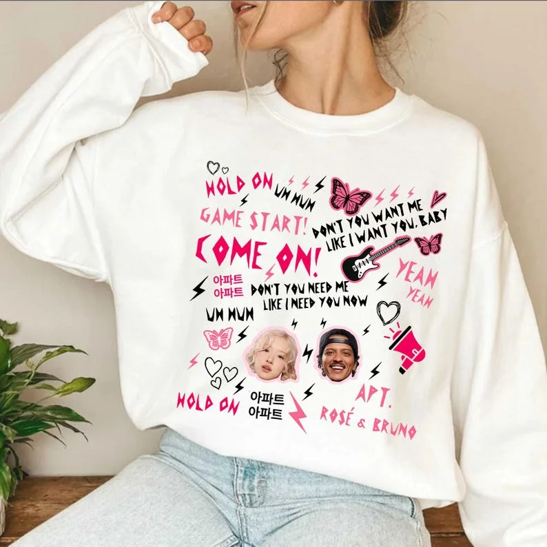 Rose Bruno Mars APT Graphic Sweatshirt, Rose Rosie Album Merch, Rose Apt Single Shirt, APT Apateu Rose New Song, Rose Fan Gift Retro Vintage