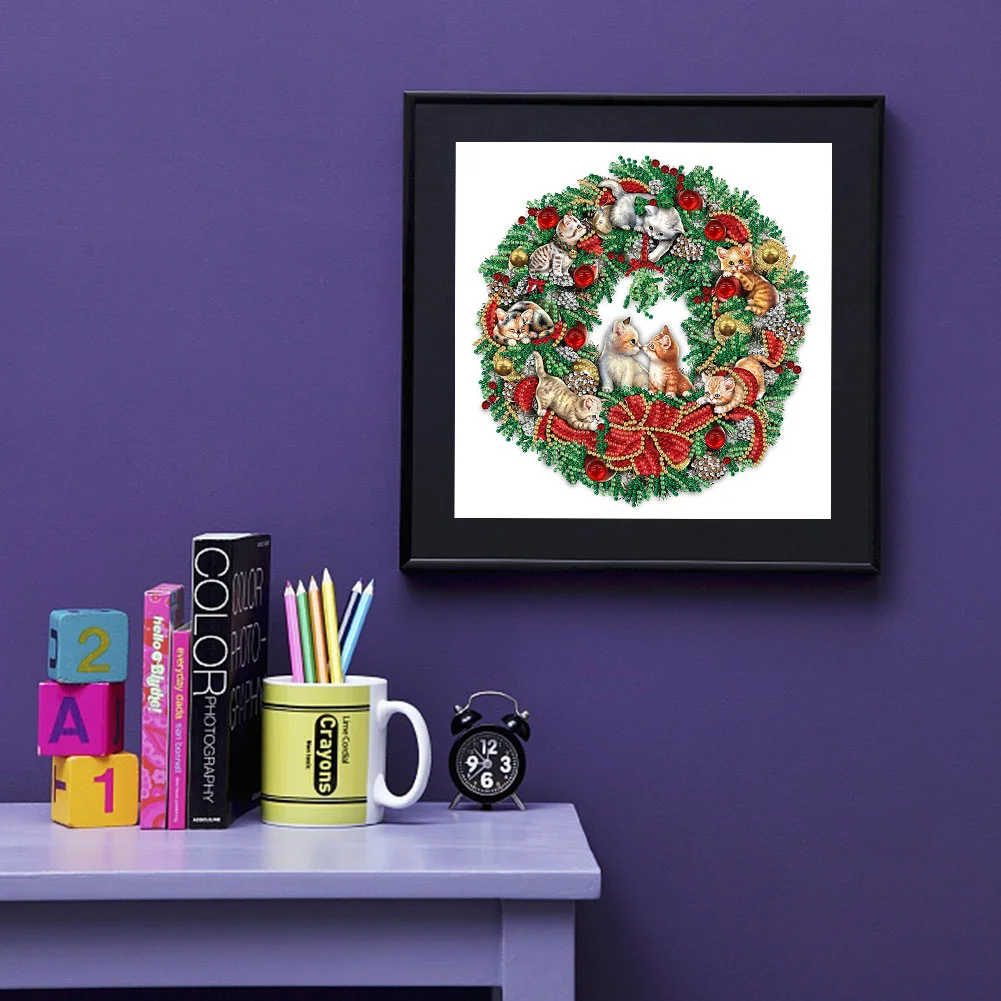 Diamond Painting - Partial Special Shaped Drill - Christmas Wreath(30*30cm)