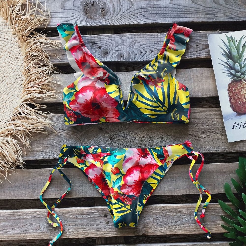 2020 New Sexy Low Waist Brazilian Bikini Set Women Solid Biquini Female Cut Bikinis Swimwear Push Up Swimsuit Bath Suit