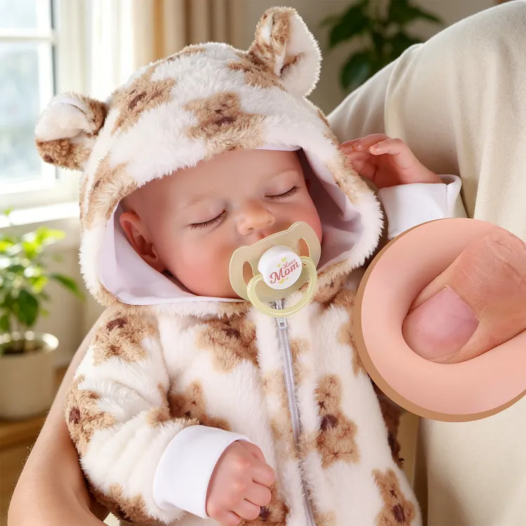 Babeside 20'' Vinyl Baby Boy Noah Lifelike Sleeping Reborn Doll Soft Plush Winter Outfit Gift Set
