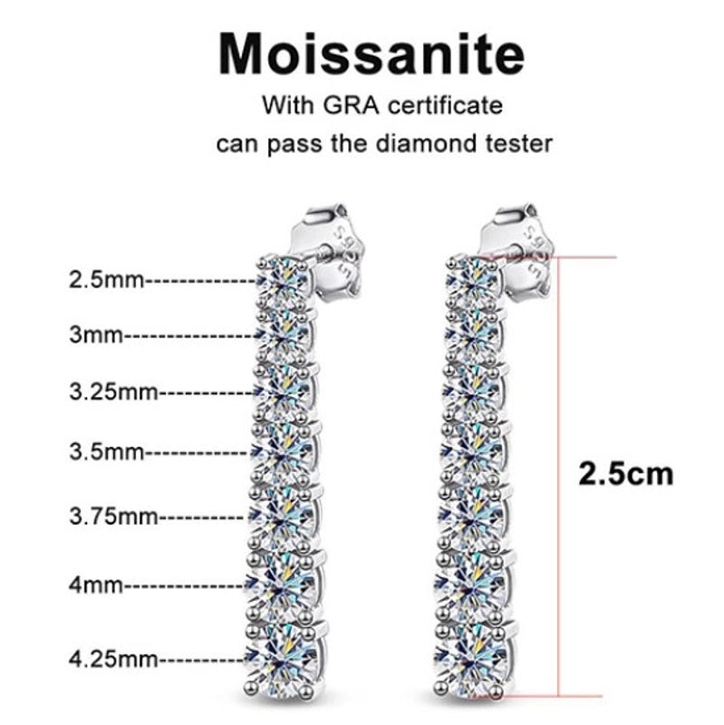1 Pair 925 Sterling Silver Moissanite Geometric Ear Studs