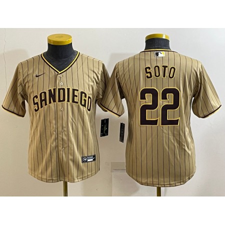 Women's San Diego Padres #22 Juan Soto Brown Cool Base Stitched Baseball Jersey(Run Small) 2N8V