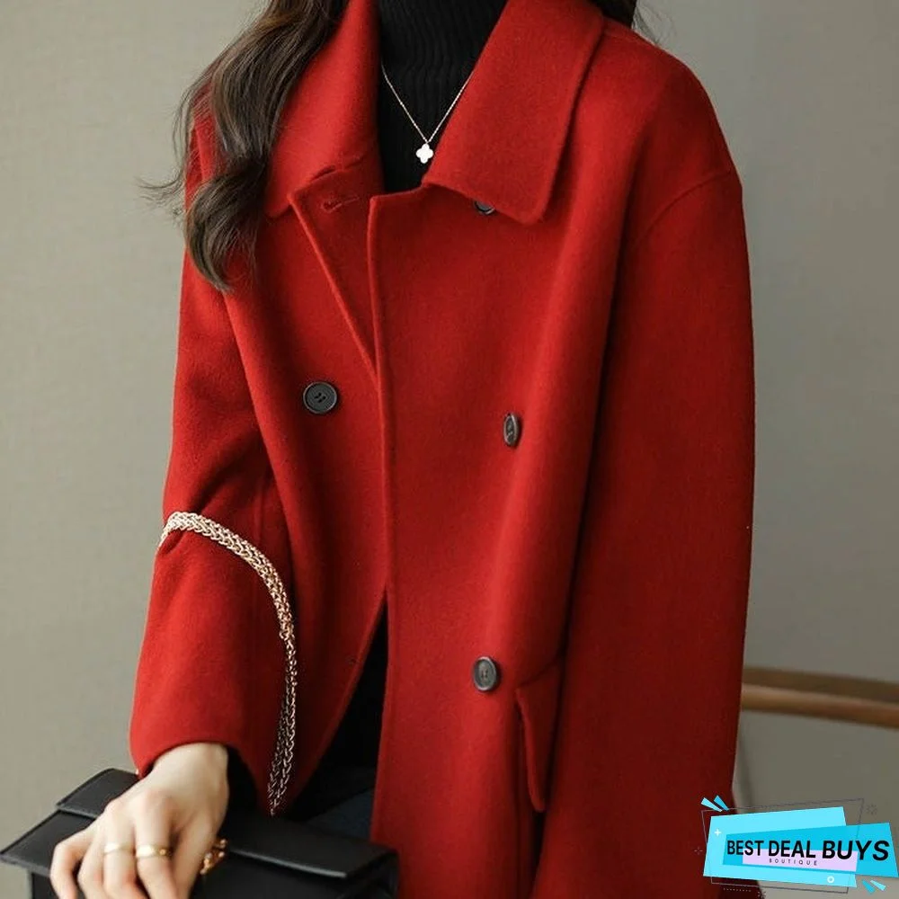 Thickened and Slim Woolen Coat In Autumn and Winter