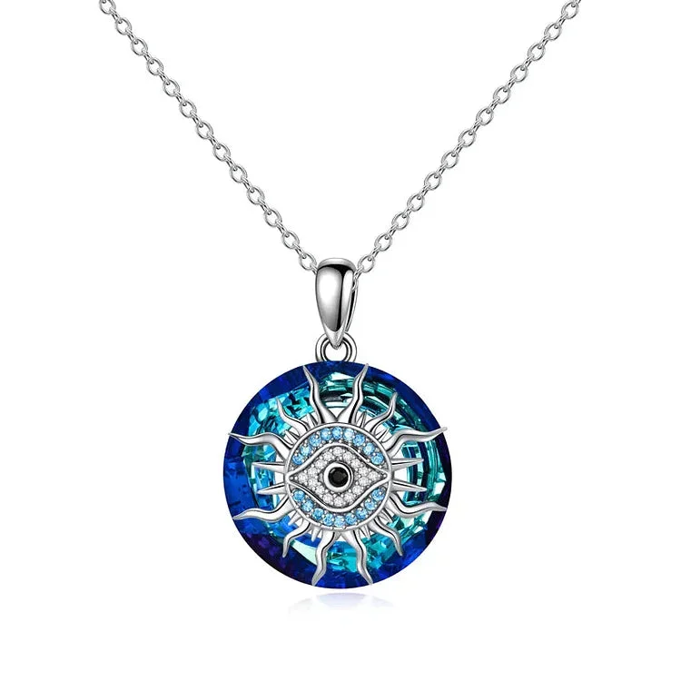 S925 May This Evil Eye Shield You From Bad Karma Crystal Evil Eye Necklace