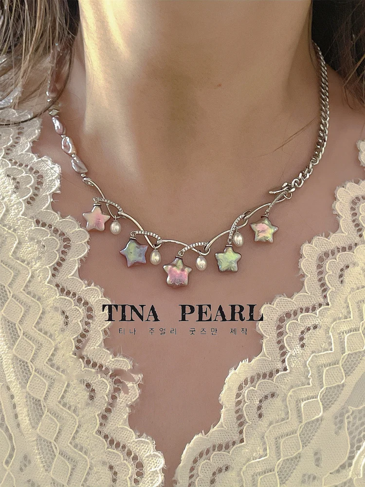 TINA Jewelry Star Pearl necklace in natural dreamlike colors 