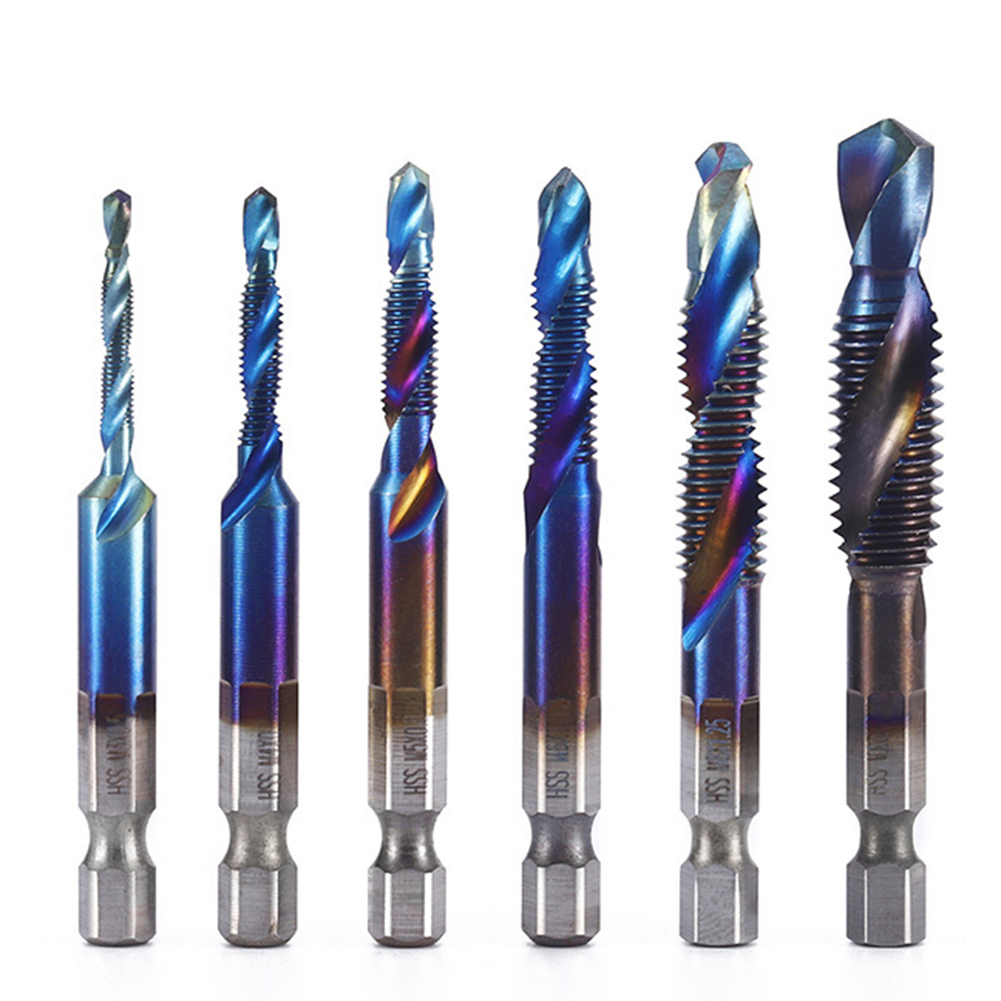 

6x Screw Machine Hex Shank Screw Thread Metric Compound Tap Drill Bits Blue, 501 Original