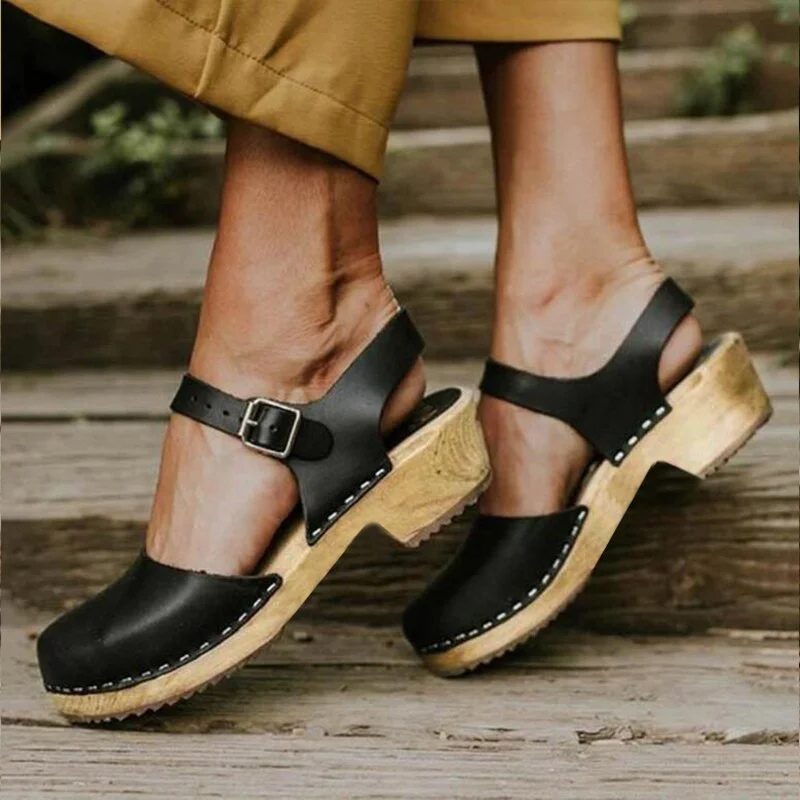 CARTOONH Summer Fashion Platform Sandals Women Wedge Shoes Buckle Strap Ladies Leather Boots Casual Increase Height Sandal Plus Size