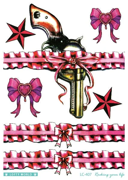 21X15cm Hot Sale Large size Leg Water Transfer Tattoo Sexy Lace and Gun Design Fake Body Art Temporary Tattoo Stickers For Women