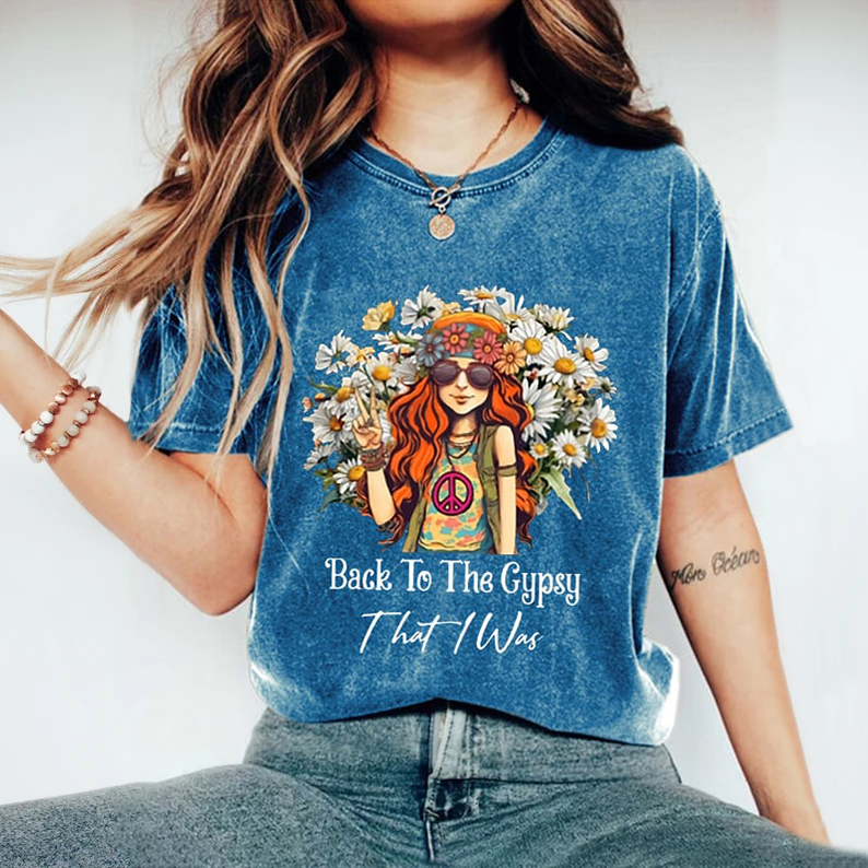 Comstylish Hippie Print Short Sleeve Casual T-Shirt
