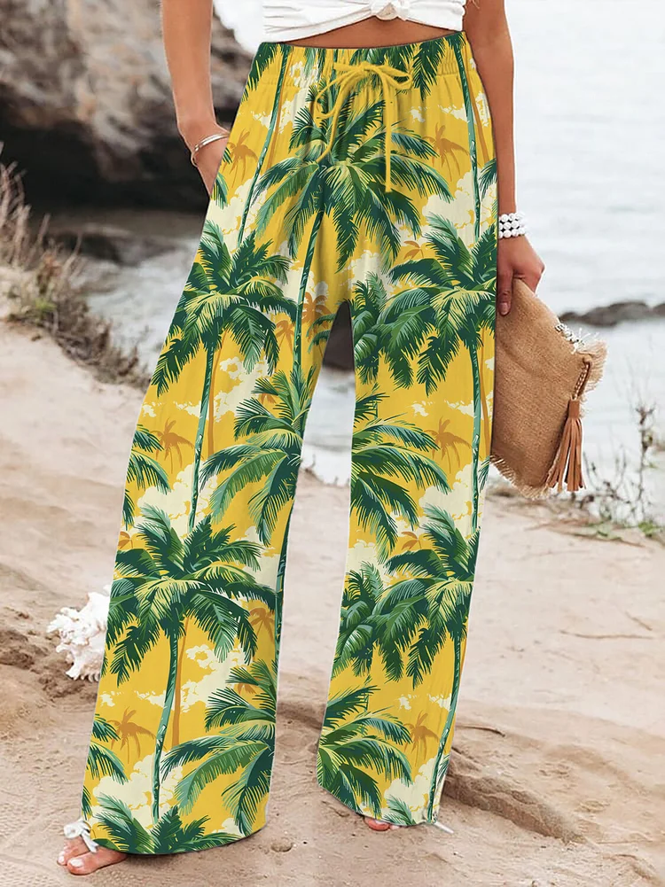 Women's Hawaii Coconut Tree Print Casual Pants