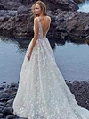 Deep V-neck Sleeveless V-back Bohemia Wedding Dress