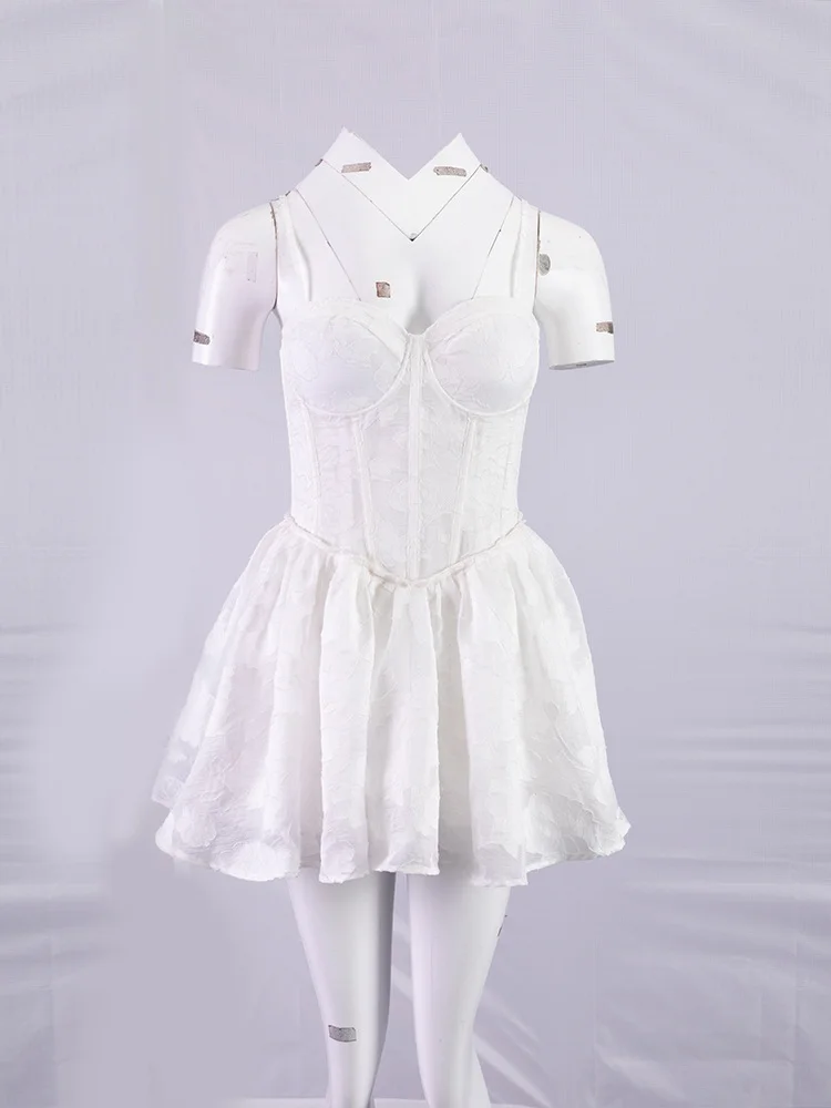 Brownm High-End Women's Pure Style Sexy Sling Dress High-End Temperamented Wedding Dress A-Word Dress Woman