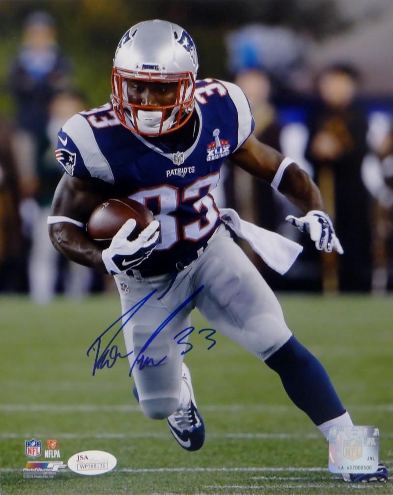 Dion Lewis Autographed New England Patriots 8x10 Running PF Photo Poster painting- JSA W Auth