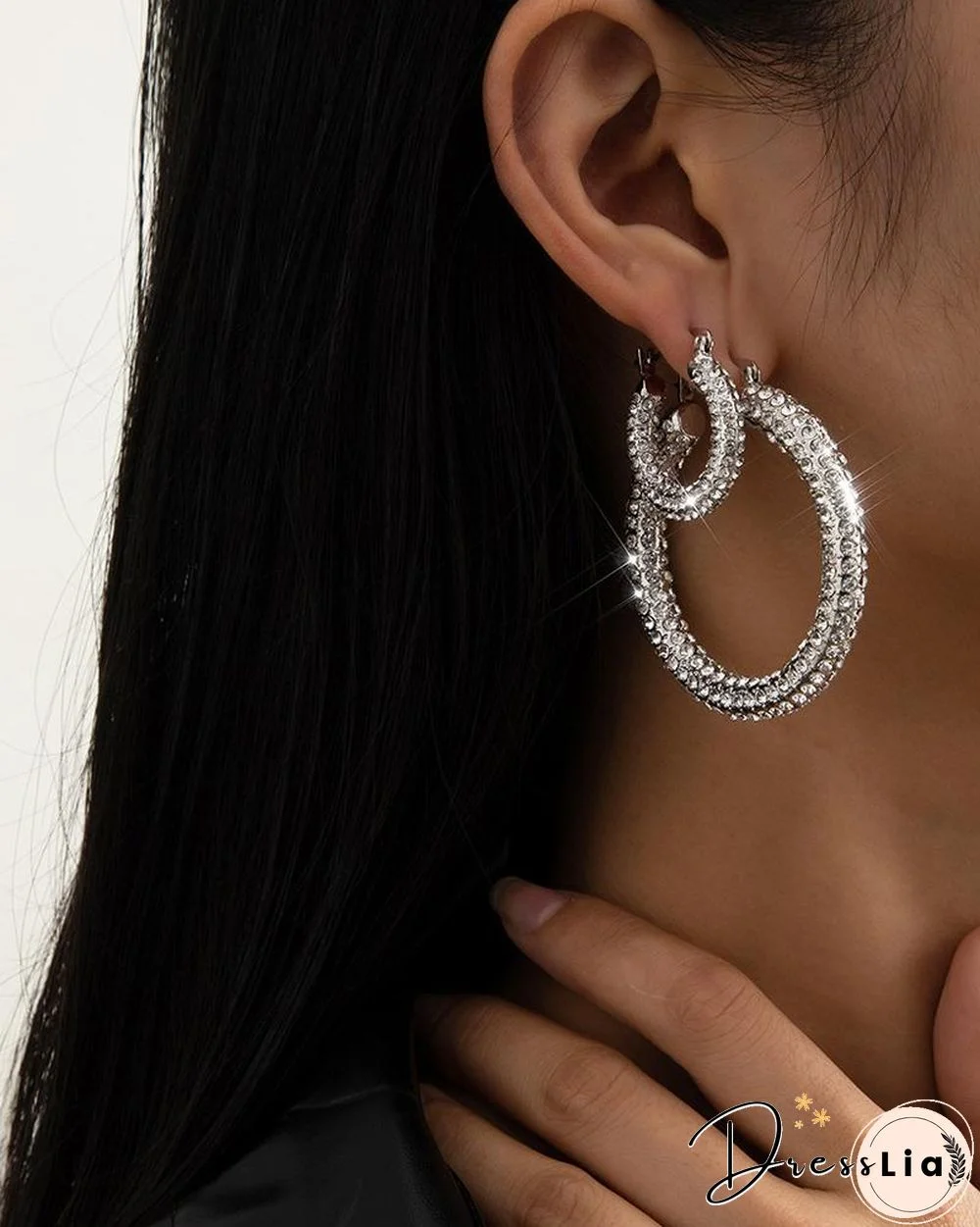 1Pair Studded Hoop Earrings