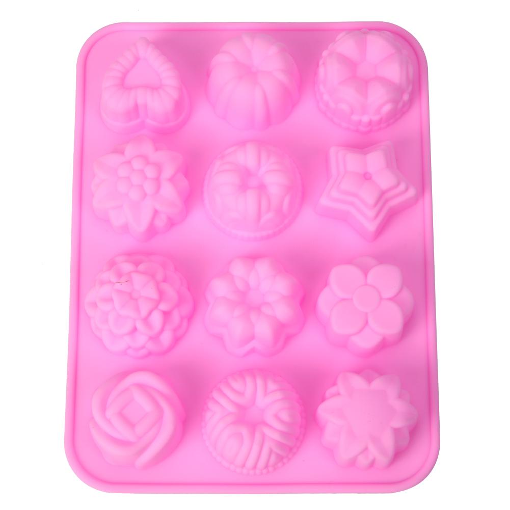 

12 Shapes Silicone Mooncake Mold Handmade Soap Mould Cake Decorating Tools, 501 Original