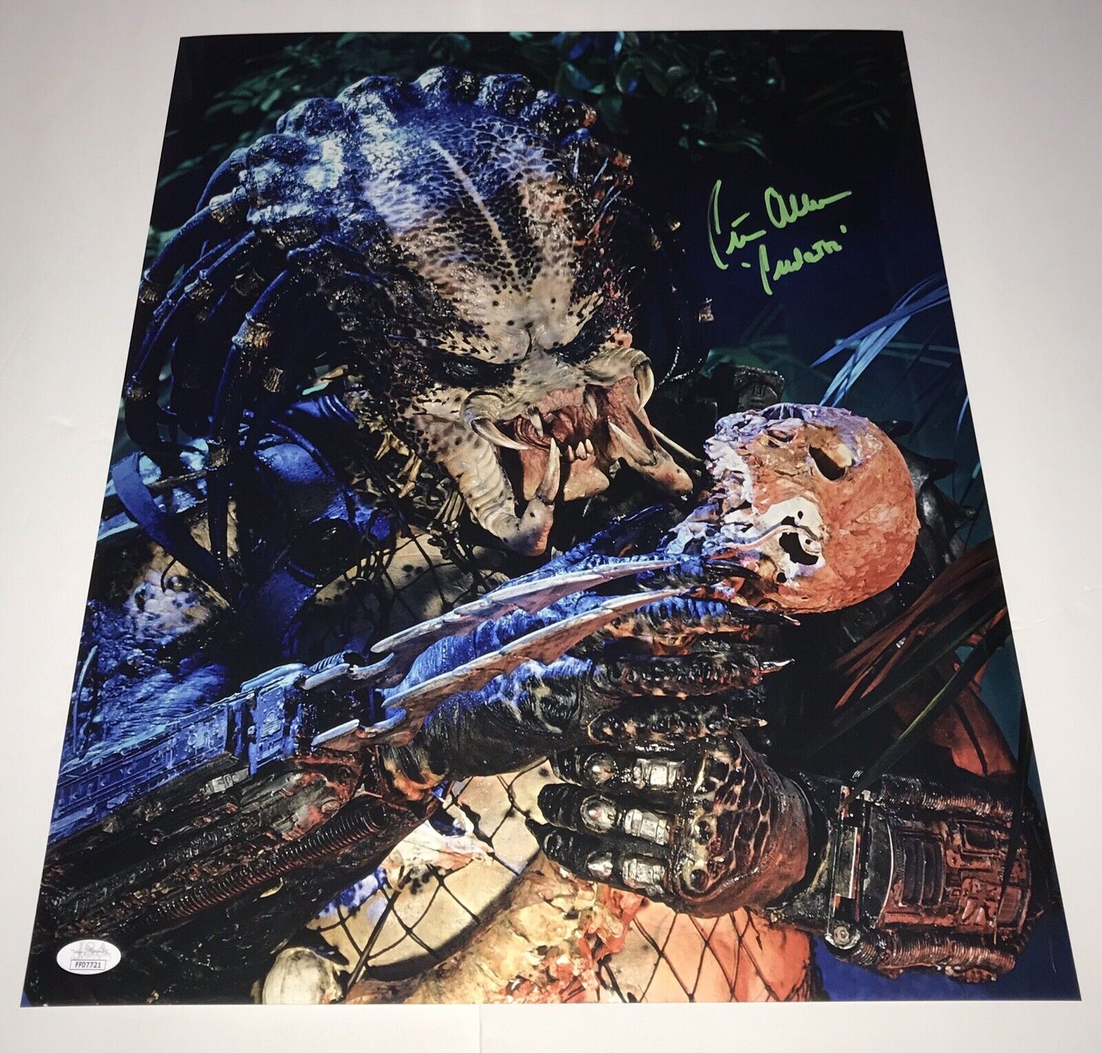 PETER CULLEN Signed THE PREDATOR Metallic 16x20 Photo Poster painting Autograph JSA COA