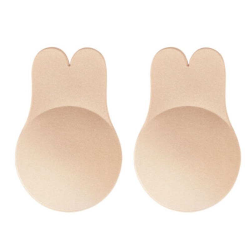 Xinkeke Rabbit Ear Silicone Bust Lift Up Women Reusable Self-adhesive Strapless Invisible Bra Sticky Breast Tape Nipple Cover Bra Pads