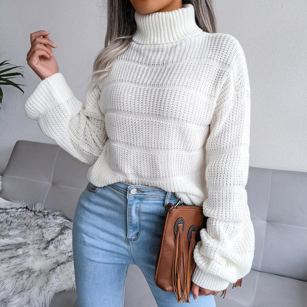 thdmladies Turtleneck Long Sleeve Knit Pullover Sweater thedmladies