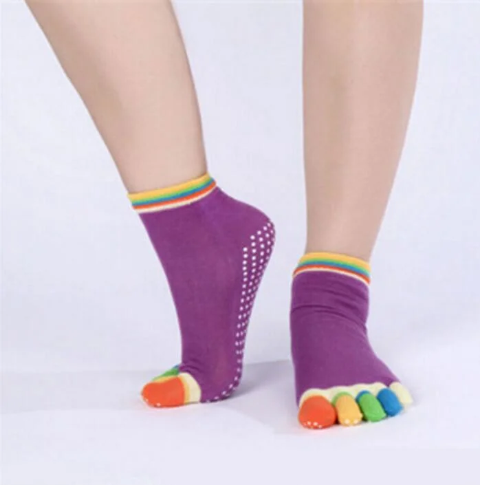 CUHAKCI Cotton Socks Five Fingers Multicolor Socks Yuga Skid Resistance Dots Pattern Printing Femme Dance Women's Toe Socks Girl
