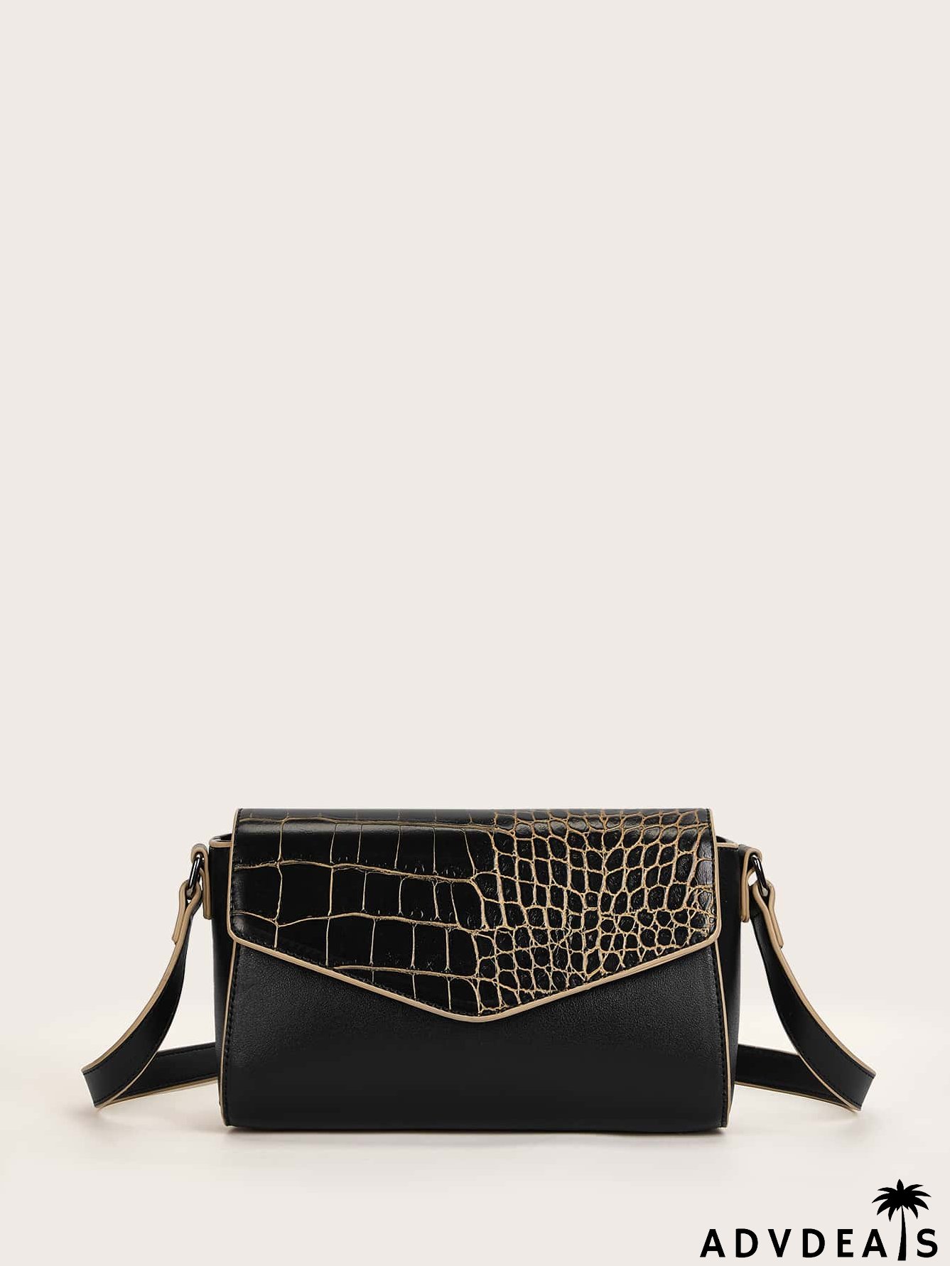 Croc Embossed Flap Crossbody Bag