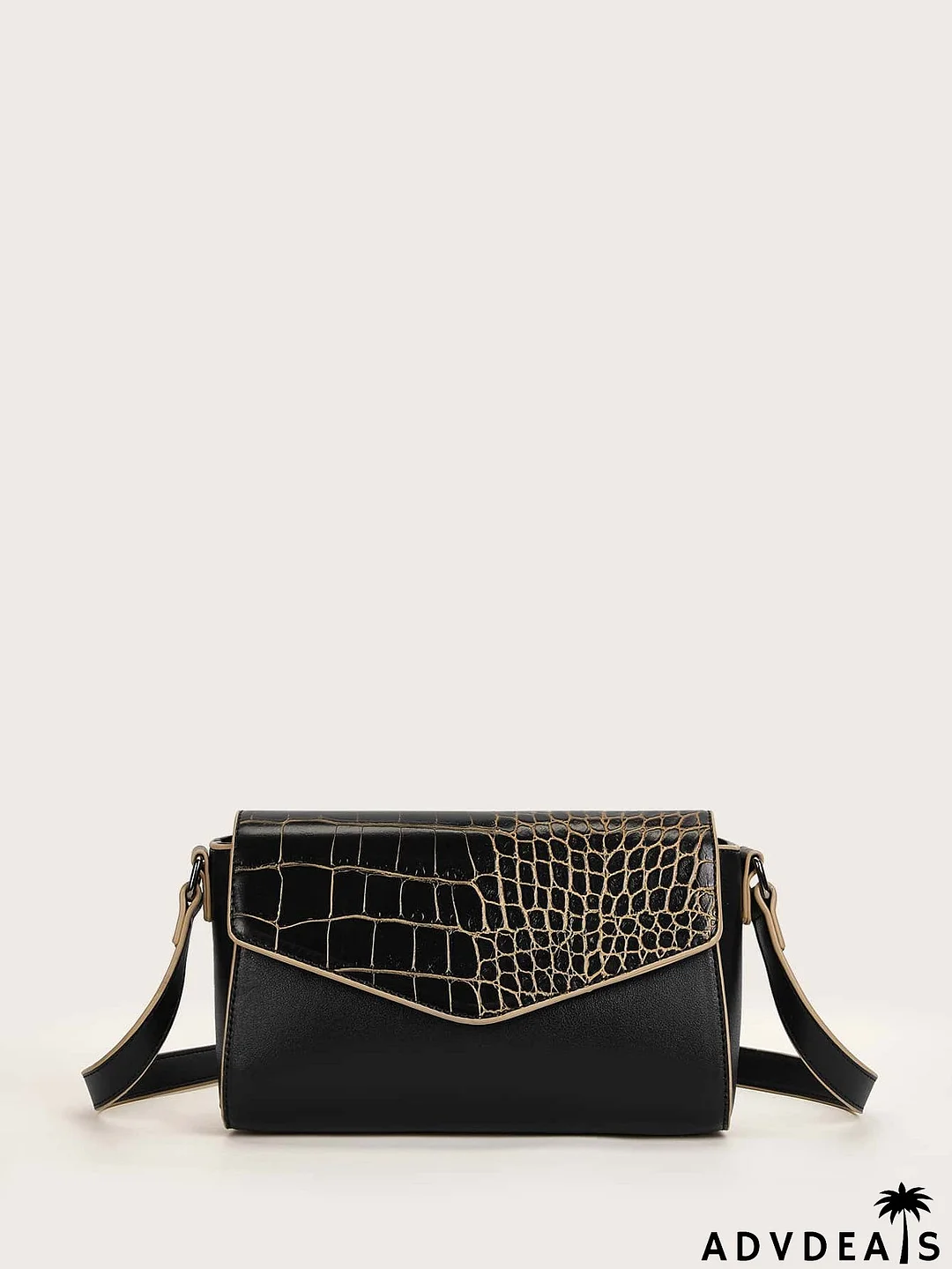 Croc Embossed Flap Crossbody Bag