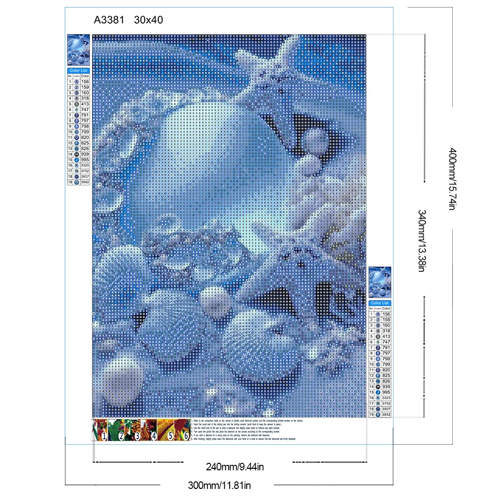 Diamond Painting - Full Round Drill - Coastal Blue Shell(Canvas|30*40cm)
