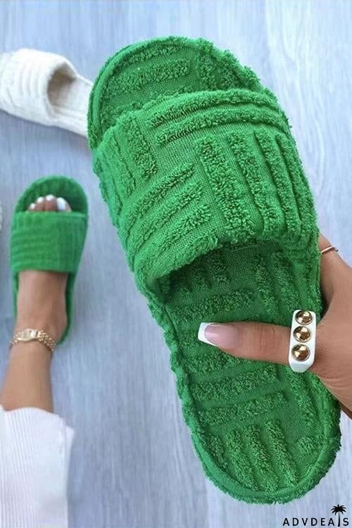 Terry Line Flats Slippers