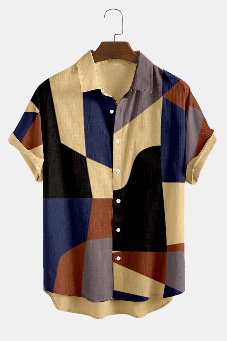 Geometry Casual Print Short Sleeve Shirt