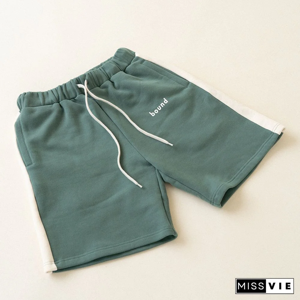 Green Striped Jogging Pants Fashion Casual Sports Shorts