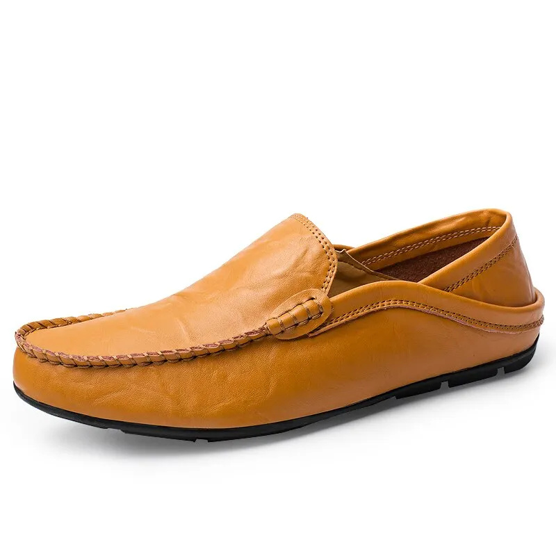 Comfortable Fashion Leather Men Shoes Casual Breathable Loafers Men Genuine Leather Moccasins Flat Men Shoes Waterproof Footwear
