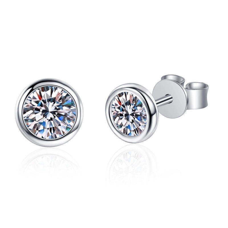 1 Pair 925 Sterling Silver Moissanite Zircon Solid Color Ear Studs