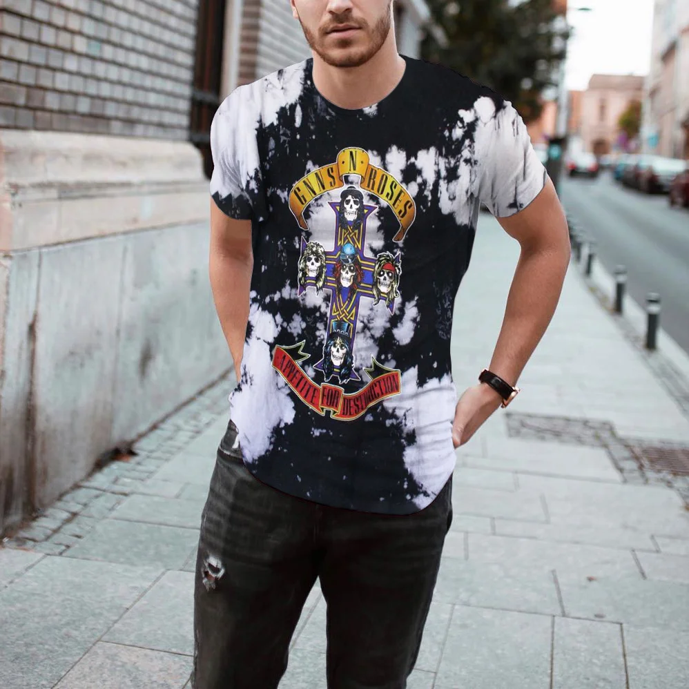 Mens Vintage Round Neck Printed Short-sleeved T-shirts