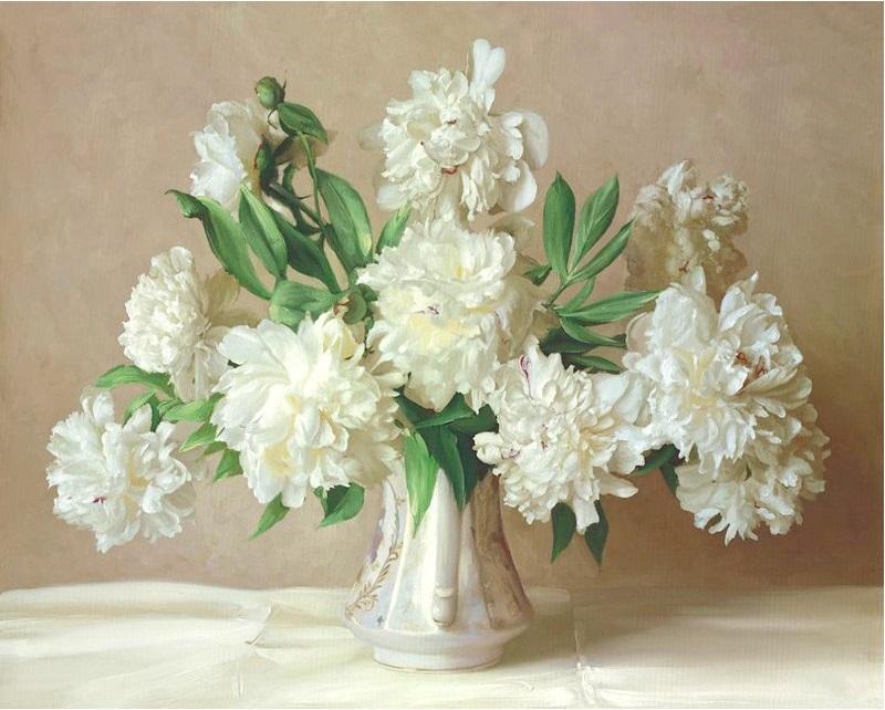 

White Flowers Wall Acrylic Paint – Paint By Numbers - 40*50CM, 501 Original