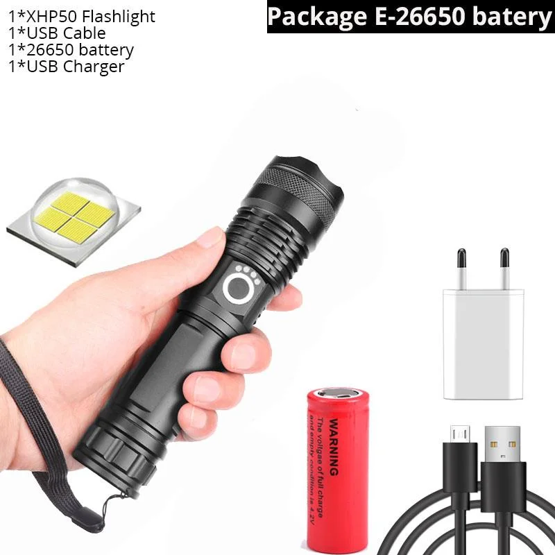 Drop Shipping xhp50.2 most powerful flashlight 5 Modes usb Zoom led torch xhp50 18650 or 26650 battery Best Camping, Outdoor