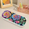 (US Local)Rose Pattern DIY Diamond Pencil Case Pens Brushes Accessories Travel Pencil Box