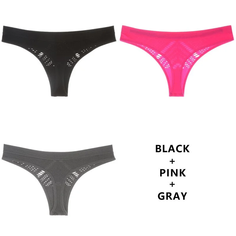 Meet'r 3Pcs/Lot Hollow Out Lingerie Europe Seamless Sexy Panties Women Temptation Underwear Mid-waist G String Drop Shipping