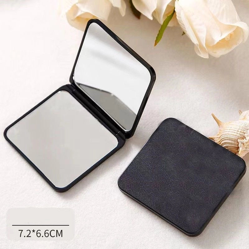 Small Mirror Carry-on Mini Makeup Mirror Double-sided Portable Student Dormitory Handheld Folding Mirror Household Female