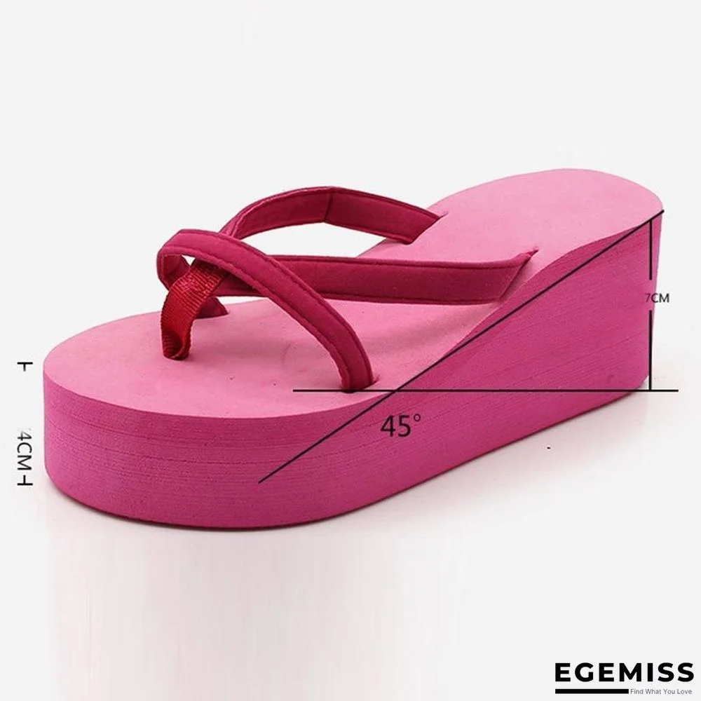 Women High Heel Wedges Sandals Platform Beach Flip Flops Slippers Solid Slides | EGEMISS
