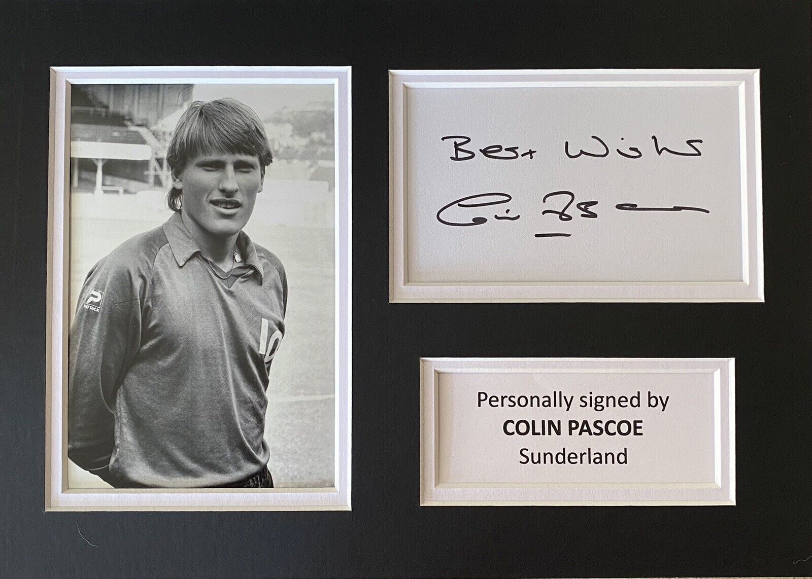 Colin Pascoe Hand Signed White Card In A4 Sunderland Mount Display