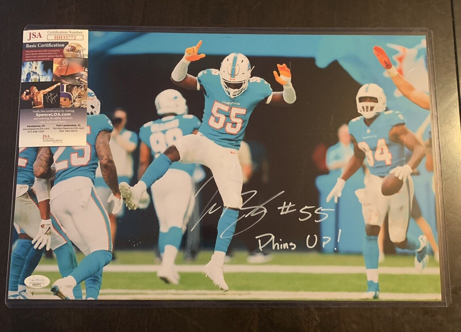 JEROME BAKER 11x17 Signed Photo Poster painting DOLPHINS FOOTBALL JSA/COA HH35772