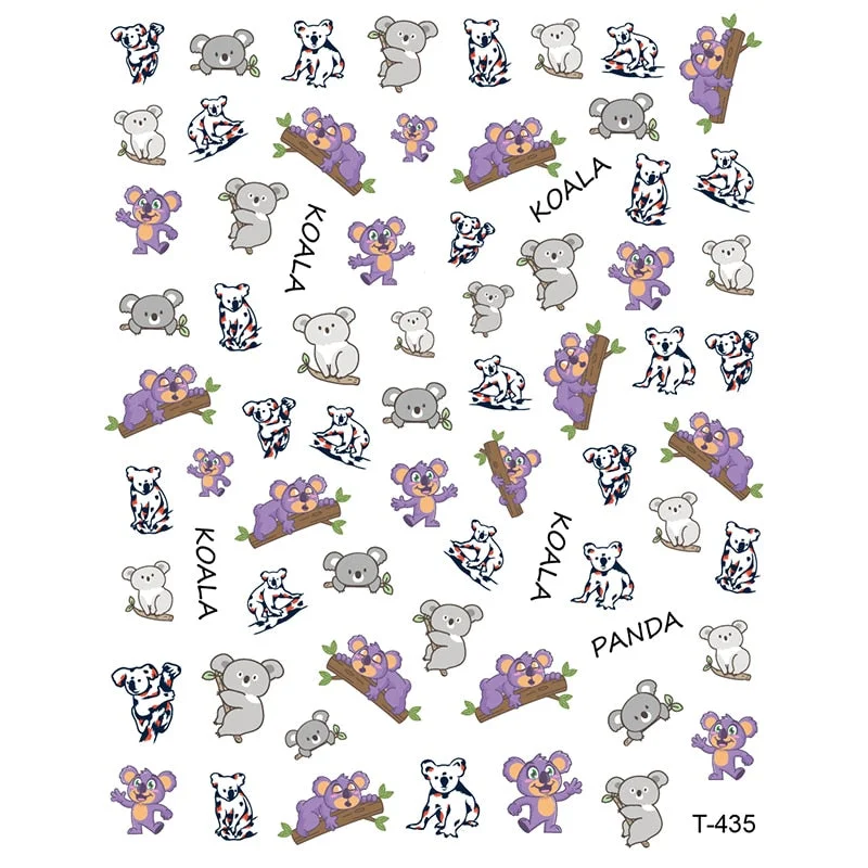 1Pcs Laser Ginkgo Leaf Self-adhesive Nail Sticker Lucky Four-leaf Clover Animal Cartoon Nail Art Sticker Decal Nail Charm Design