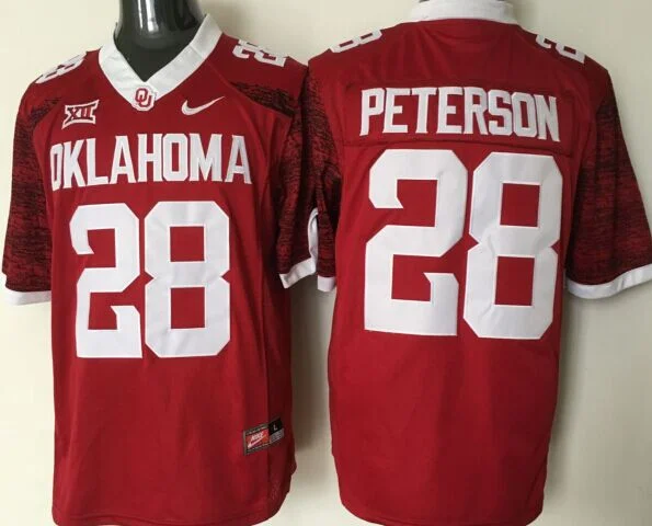 Men's Oklahoma Sooners Adrian Peterson #28 Crimson Player Jersey