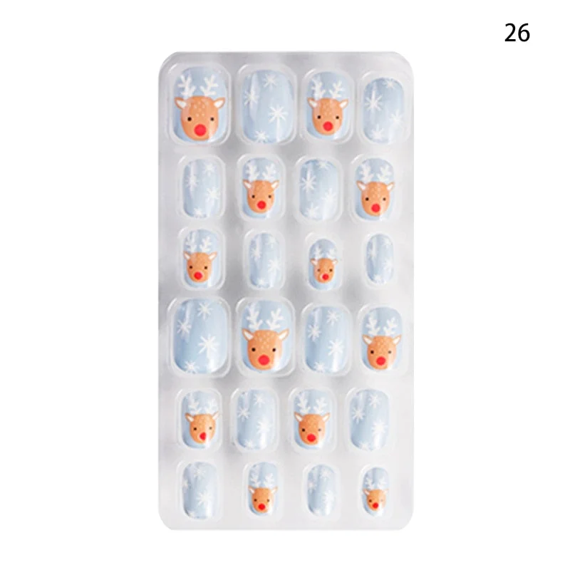 24PCS/box Children/adult Cartoon Candy Fake Nails Full Coverage Self-adhesive Nail Polish Cute Girl Manicure Decoration CL02