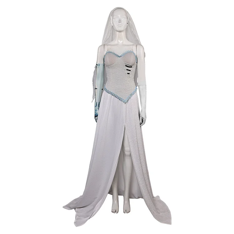 Corpse Bride Emily White Wedding Dress Outfits Cosplay Costume Halloween Carnival Suit