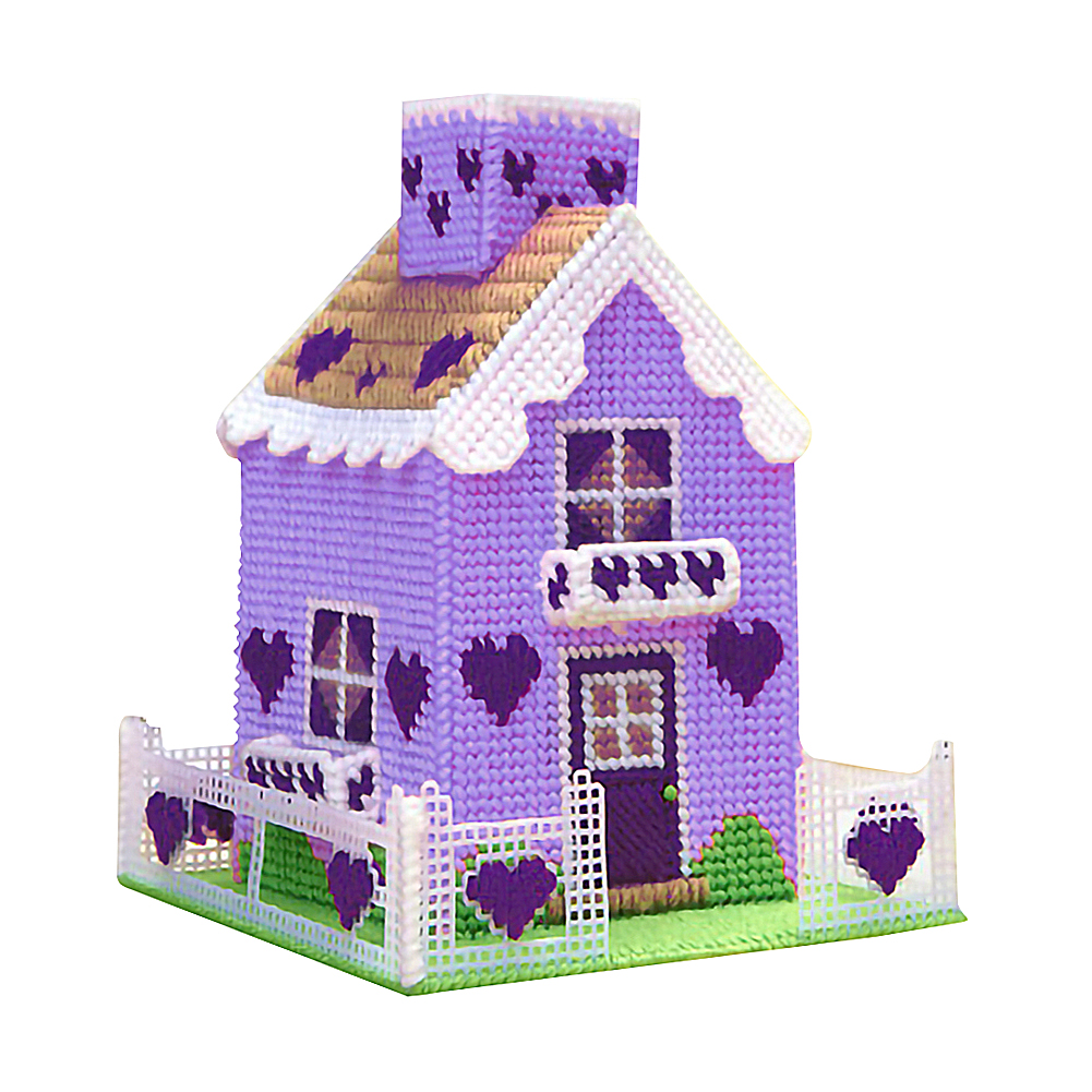 

DIY Wool Material Embroidery Cross Stitch Kit 3D Tissue Box (Light Purple), Blue, 501 Original