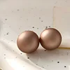 Simple Matte Texture Brown Pearl Earrings