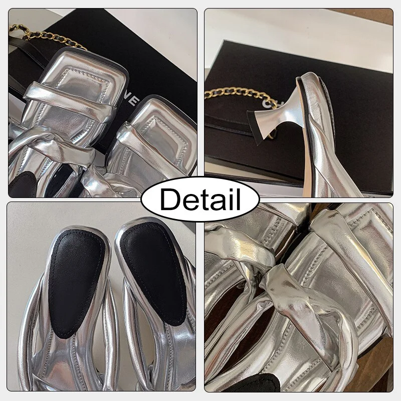 yyvonne Size 33-40 Women Sandals Real Leather High Heels Slippers Summer Shoes For Women Soft 2023 Fashion Party Heeled Slides